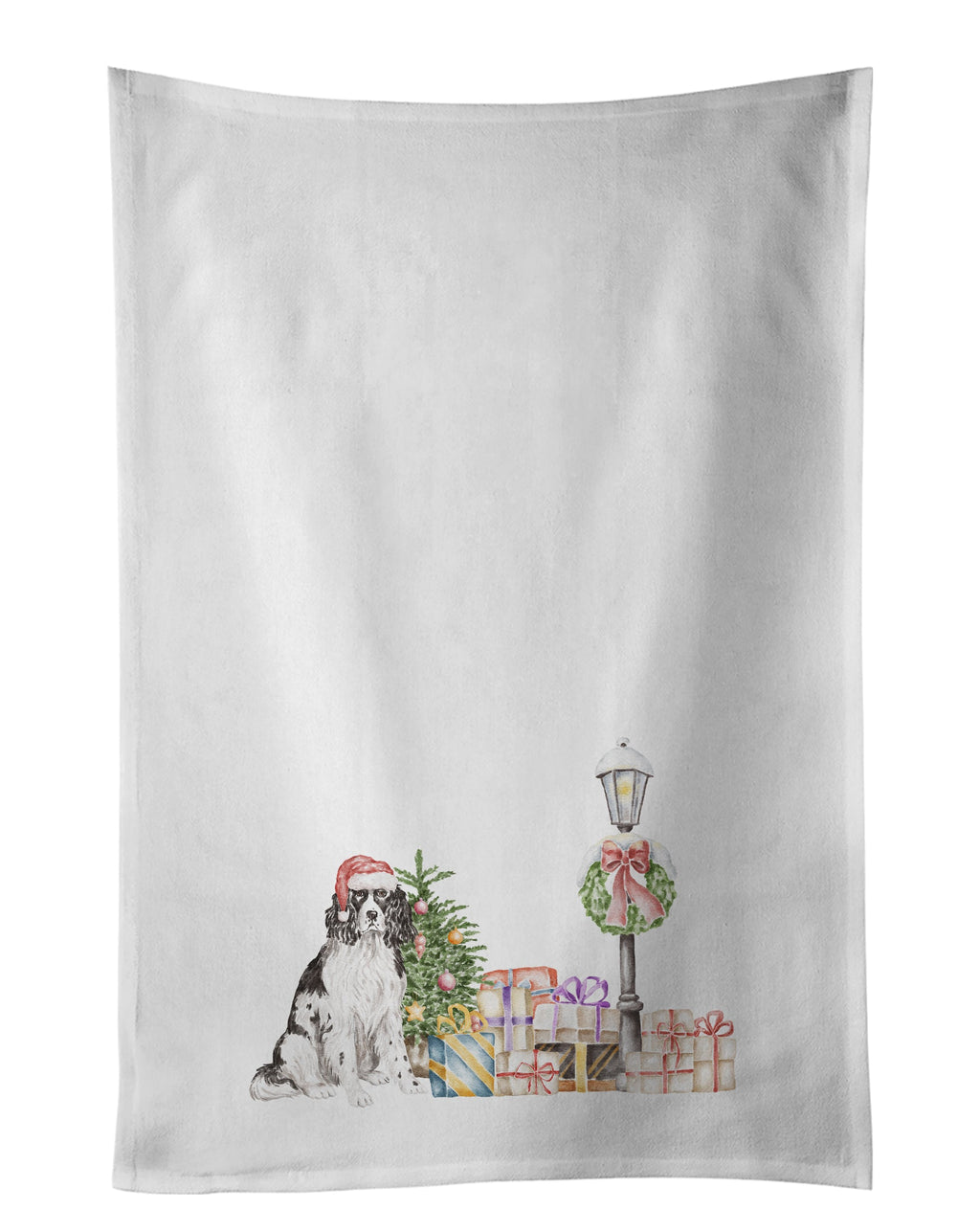 English Springer Spaniel Black and White Kitchen Towel Set of 2 White Dish Towels Decorative Bathroom Hand towel for Hand, Face, Hair, Yoga, Tea, Dishcloth, 19 X 28", White