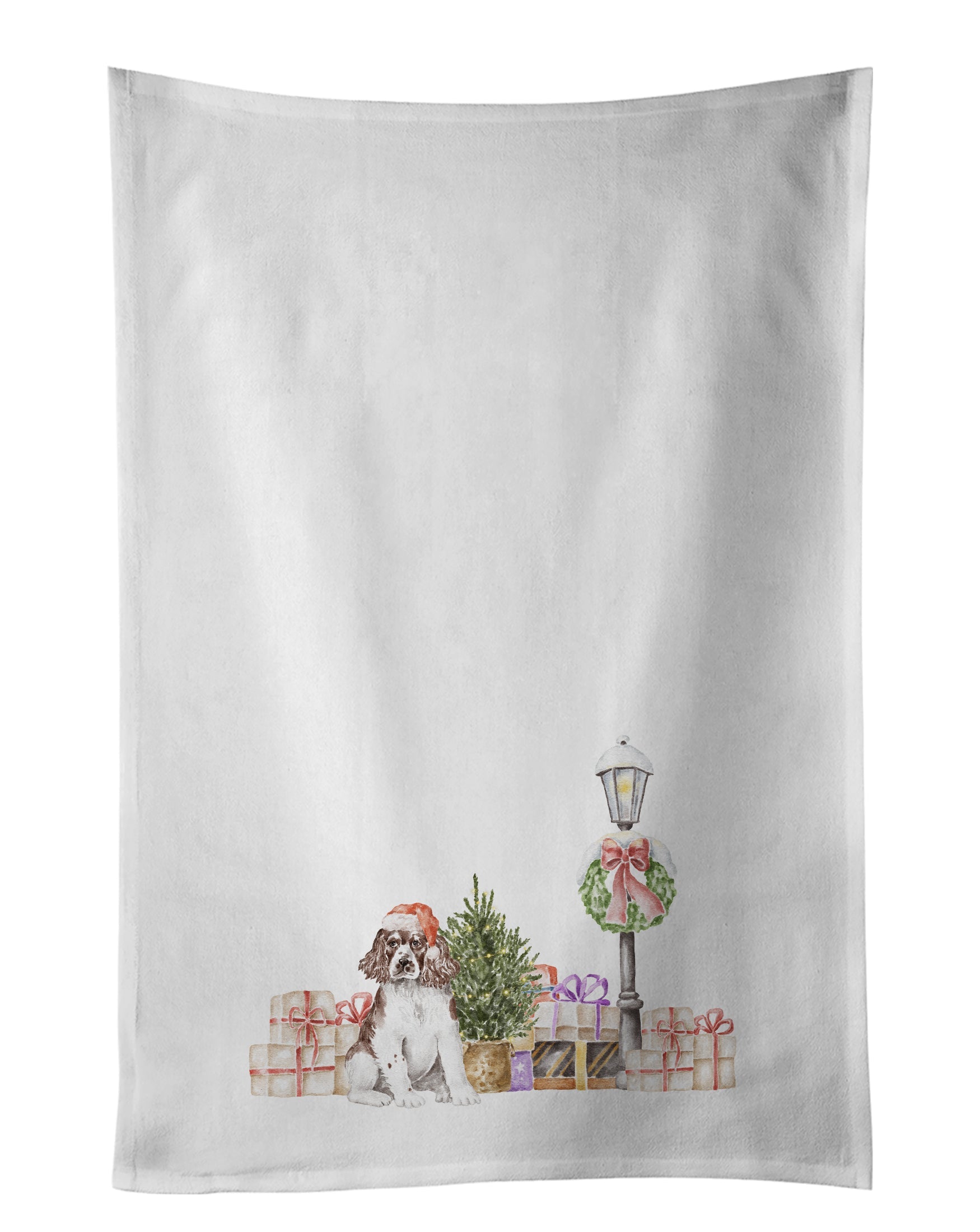 English Springer Spaniel Puppy Liver and White Kitchen Towel Set of 2 White Dish Towels Decorative Bathroom Hand towel for Hand, Face, Hair, Yoga, Tea, Dishcloth, 19 X 28", White