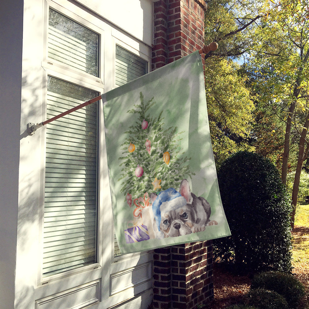 French Bulldog Black #1 Christmas Presents and Tree House Flag 28x40 Porch Sleeve Pole Decorative Outside Yard Banner Artwork Wall Hanging, Polyester