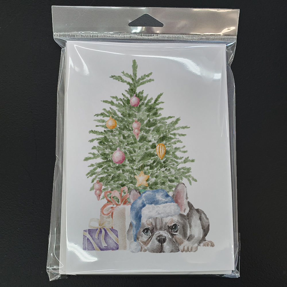 French Bulldog Black #1 Christmas Presents and Tree Greeting Cards Pack of 8 Blank Cards with Envelopes Whimsical A7 Size 5x7