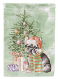 French Bulldog Black #2 Christmas Presents and Tree House Flag 28x40 Porch Sleeve Pole Decorative Outside Yard Banner Artwork Wall Hanging, Polyester