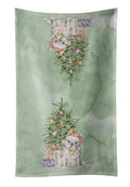 French Bulldog White Christmas Presents and Tree Kitchen Towel Velour Plush Front and Cotton Loop Back Machine Washable
