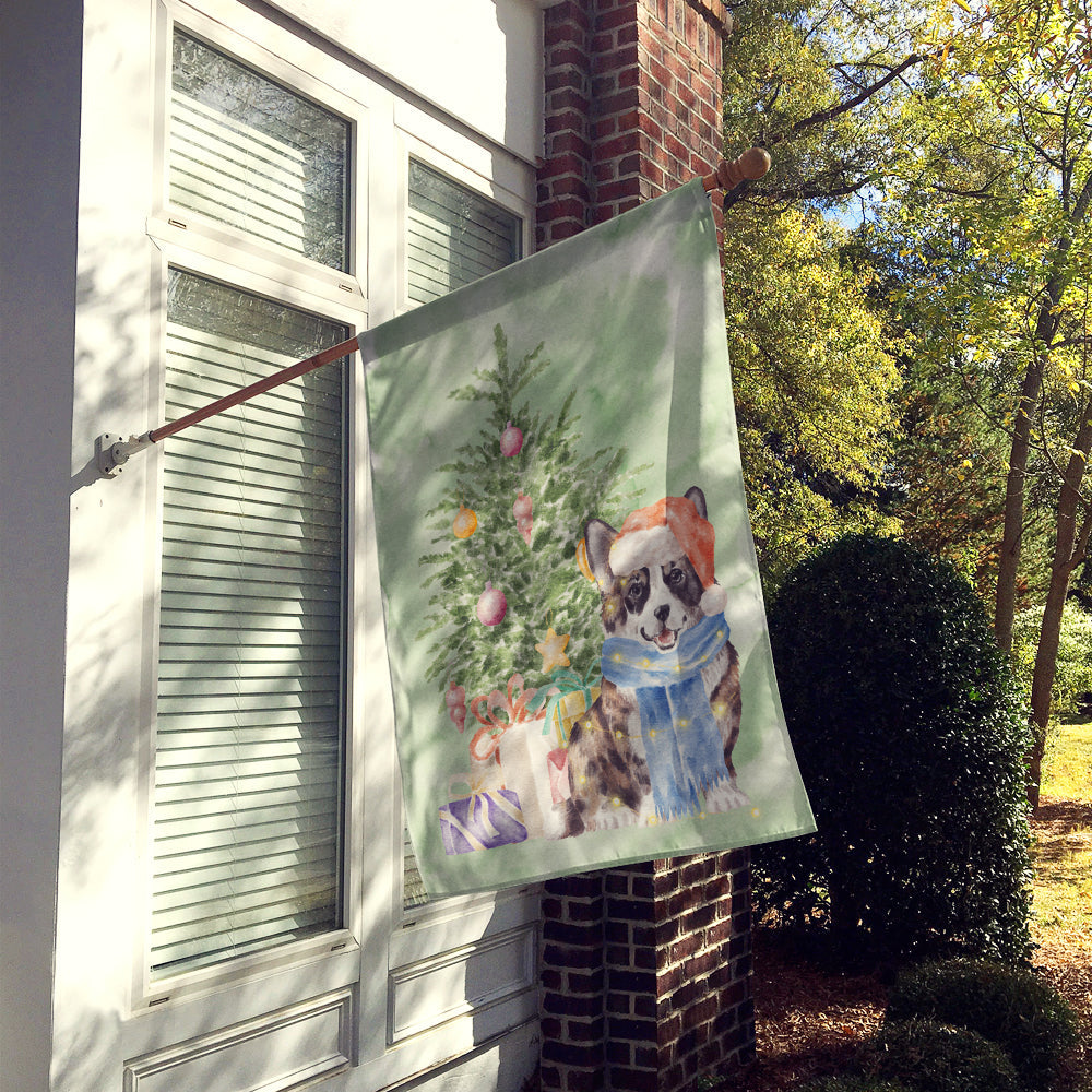 Corgi Cardigan Christmas Presents and Tree House Flag 28x40 Porch Sleeve Pole Decorative Outside Yard Banner Artwork Wall Hanging, Polyester