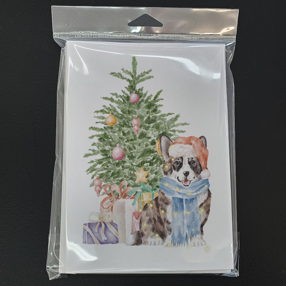 Corgi Cardigan Christmas Presents and Tree Greeting Cards Pack of 8 Blank Cards with Envelopes Whimsical A7 Size 5x7