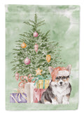 Corgi Puppy Christmas Presents and Tree House Flag 28x40 Porch Sleeve Pole Decorative Outside Yard Banner Artwork Wall Hanging, Polyester