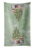 Corgi Puppy Christmas Presents and Tree Kitchen Towel Velour Plush Front and Cotton Loop Back Machine Washable