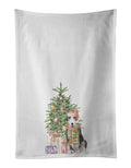 Bull Terrier Black Christmas Presents and Tree Kitchen Towel Set of 2 White Dish Towels Decorative Bathroom Hand towel for Hand, Face, Hair, Yoga, Tea, Dishcloth, 19 X 28", White