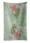 Bull Terrier Red Christmas Presents and Tree Kitchen Towel Velour Plush Front and Cotton Loop Back Machine Washable