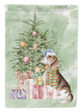 Beagle Christmas Presents and Tree House Flag 28x40 Porch Sleeve Pole Decorative Outside Yard Banner Artwork Wall Hanging, Polyester