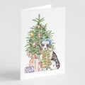 Australian Shepherd Puppy Christmas Presents and Tree Greeting Cards Pack of 8 Blank Cards with Envelopes Whimsical A7 Size 5x7