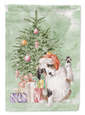 Australian Shepherd High Five Christmas Presents and Tree House Flag 28x40 Porch Sleeve Pole Decorative Outside Yard Banner Artwork Wall Hanging, Polyester