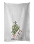 Samoyed Caught Up Christmas Presents and Tree Kitchen Towel Set of 2 White Dish Towels Decorative Bathroom Hand towel for Hand, Face, Hair, Yoga, Tea, Dishcloth, 19 X 28", White