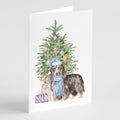 Dachshund Longhair Black Tan Christmas Presents and Tree Greeting Cards Pack of 8 Blank Cards with Envelopes Whimsical A7 Size 5x7