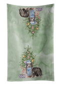 Dachshund Longhair Black Tan Christmas Presents and Tree Kitchen Towel Velour Plush Front and Cotton Loop Back Machine Washable