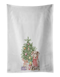 Dachshund Chocolate Piebald Dapple  Christmas Presents and Tree Kitchen Towel Set of 2 White Dish Towels Decorative Bathroom Hand towel for Hand, Face, Hair, Yoga, Tea, Dishcloth, 19 X 28", White