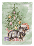 Dachshund Black Tan Puppy Christmas Presents and Tree House Flag 28x40 Porch Sleeve Pole Decorative Outside Yard Banner Artwork Wall Hanging, Polyester