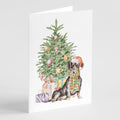 Dachshund Black Tan Christmas Presents and Tree Greeting Cards Pack of 8 Blank Cards with Envelopes Whimsical A7 Size 5x7
