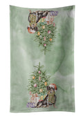Dachshund Black Tan Christmas Presents and Tree Kitchen Towel Velour Plush Front and Cotton Loop Back Machine Washable