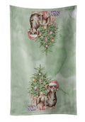 Dachshund Chocolate Tan Christmas Presents and Tree Kitchen Towel Velour Plush Front and Cotton Loop Back Machine Washable