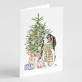 Cavalier Spaniel Tricolor Christmas Presents and Tree Greeting Cards Pack of 8 Blank Cards with Envelopes Whimsical A7 Size 5x7