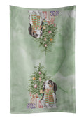 Cavalier Spaniel Tricolor Christmas Presents and Tree Kitchen Towel Velour Plush Front and Cotton Loop Back Machine Washable