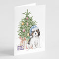 Cavalier Spaniel Tricolor Puppy Christmas Presents and Tree Greeting Cards Pack of 8 Blank Cards with Envelopes Whimsical A7 Size 5x7