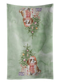 Cavalier Spaniel Tricolor Blenheim Puppy Christmas Presents and Tree Kitchen Towel Velour Plush Front and Cotton Loop Back Machine Washable
