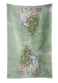Bulldog, English Bulldog Christmas Presents and Tree Kitchen Towel Velour Plush Front and Cotton Loop Back Machine Washable