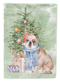 Bulldog, English Bulldog #2 Christmas Presents and Tree House Flag 28x40 Porch Sleeve Pole Decorative Outside Yard Banner Artwork Wall Hanging, Polyester