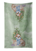 Bulldog, English Bulldog #2 Christmas Presents and Tree Kitchen Towel Velour Plush Front and Cotton Loop Back Machine Washable