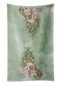 Bulldog, English Bulldog Puppy Christmas Presents and Tree Kitchen Towel Velour Plush Front and Cotton Loop Back Machine Washable