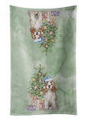 Cocker Spaniel English Red White Christmas Presents and Tree Kitchen Towel Velour Plush Front and Cotton Loop Back Machine Washable
