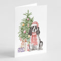 Cocker Spaniel English Black Parti Christmas Presents and Tree Greeting Cards Pack of 8 Blank Cards with Envelopes Whimsical A7 Size 5x7