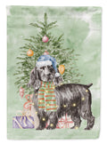 Cocker Spaniel English Black Christmas Presents and Tree House Flag 28x40 Porch Sleeve Pole Decorative Outside Yard Banner Artwork Wall Hanging, Polyester