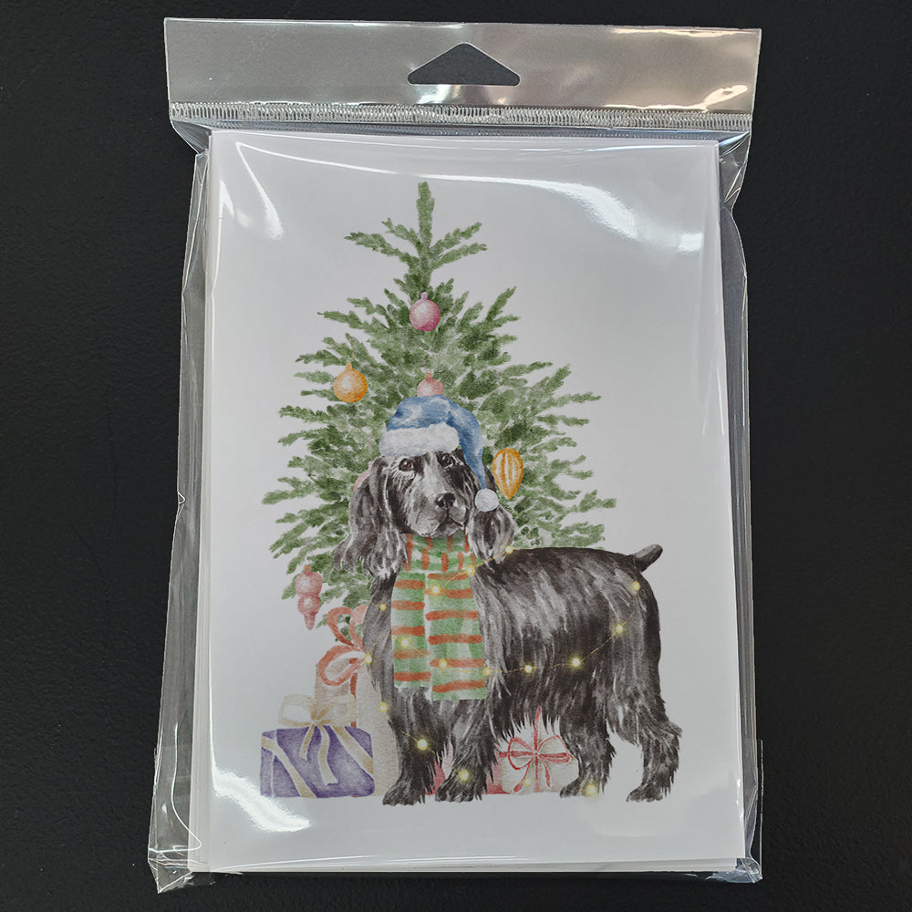 Cocker Spaniel English Black Christmas Presents and Tree Greeting Cards Pack of 8 Blank Cards with Envelopes Whimsical A7 Size 5x7