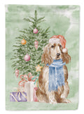 Cocker Spaniel English Tan Christmas Presents and Tree House Flag 28x40 Porch Sleeve Pole Decorative Outside Yard Banner Artwork Wall Hanging, Polyester