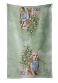 Cocker Spaniel English Tan Christmas Presents and Tree Kitchen Towel Velour Plush Front and Cotton Loop Back Machine Washable