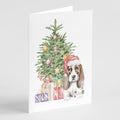 Basset Hound Puppy #2 Christmas Presents and Tree Greeting Cards Pack of 8 Blank Cards with Envelopes Whimsical A7 Size 5x7