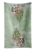 Basset Hound Puppy #2 Christmas Presents and Tree Kitchen Towel Velour Plush Front and Cotton Loop Back Machine Washable