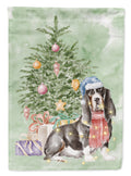 Basset Hound #2 Christmas Presents and Tree House Flag 28x40 Porch Sleeve Pole Decorative Outside Yard Banner Artwork Wall Hanging, Polyester
