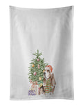 Basset Hound #3 Christmas Presents and Tree Kitchen Towel Set of 2 White Dish Towels Decorative Bathroom Hand towel for Hand, Face, Hair, Yoga, Tea, Dishcloth, 19 X 28", White
