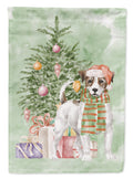 Jack Russell Terrier Smooth Christmas Presents and Tree House Flag 28x40 Porch Sleeve Pole Decorative Outside Yard Banner Artwork Wall Hanging, Polyester