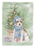 Jack Russell Terrier Wire Christmas Presents and Tree House Flag 28x40 Porch Sleeve Pole Decorative Outside Yard Banner Artwork Wall Hanging, Polyester