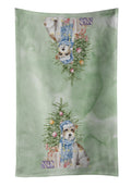 Jack Russell Terrier Wire Christmas Presents and Tree Kitchen Towel Velour Plush Front and Cotton Loop Back Machine Washable
