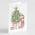 Jack Russell Terrier Smooth Puppy Christmas Presents and Tree Greeting Cards Pack of 8 Blank Cards with Envelopes Whimsical A7 Size 5x7