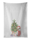 Jack Russell Terrier Smooth Puppy Christmas Presents and Tree Kitchen Towel Set of 2 White Dish Towels Decorative Bathroom Hand towel for Hand, Face, Hair, Yoga, Tea, Dishcloth, 19 X 28", White