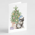 Pug Black Puppy Christmas Presents and Tree Greeting Cards Pack of 8 Blank Cards with Envelopes Whimsical A7 Size 5x7