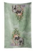 Pug Black #2 Christmas Presents and Tree Kitchen Towel Velour Plush Front and Cotton Loop Back Machine Washable