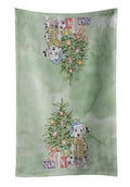 Dalmatian Puppy Christmas Presents and Tree Kitchen Towel Velour Plush Front and Cotton Loop Back Machine Washable