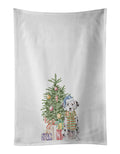 Dalmatian Puppy Christmas Presents and Tree Kitchen Towel Set of 2 White Dish Towels Decorative Bathroom Hand towel for Hand, Face, Hair, Yoga, Tea, Dishcloth, 19 X 28", White